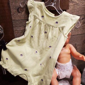 Gymboree Embroidered Light Green Floral Romper 3-6M NWT Snap Closure